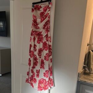 Vici Red Strapless Maxi Dress Ruched A-line Cocktail
